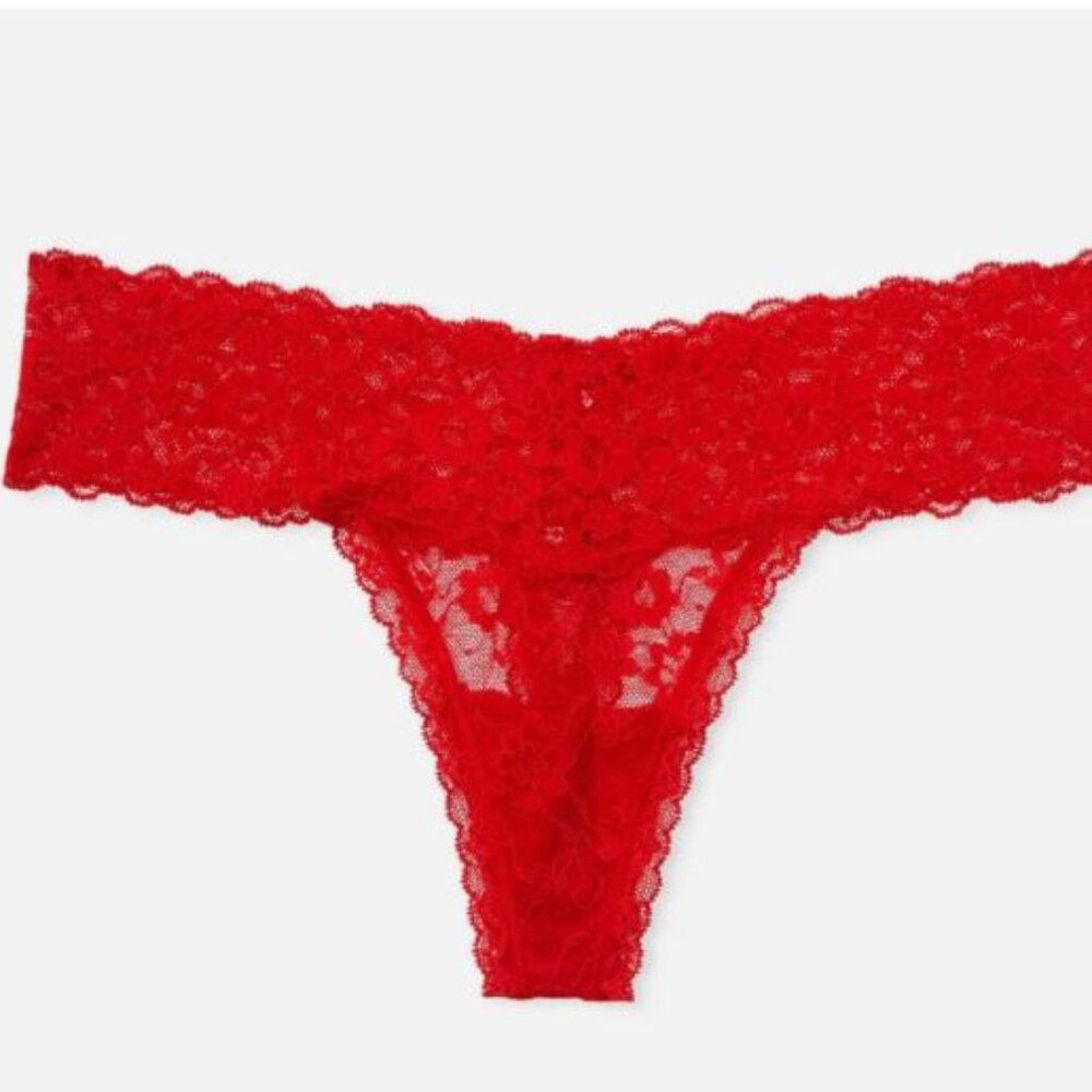 Victoria's Secret Lace Lace-Up Thong Panty Size XXL Lipstick Red New